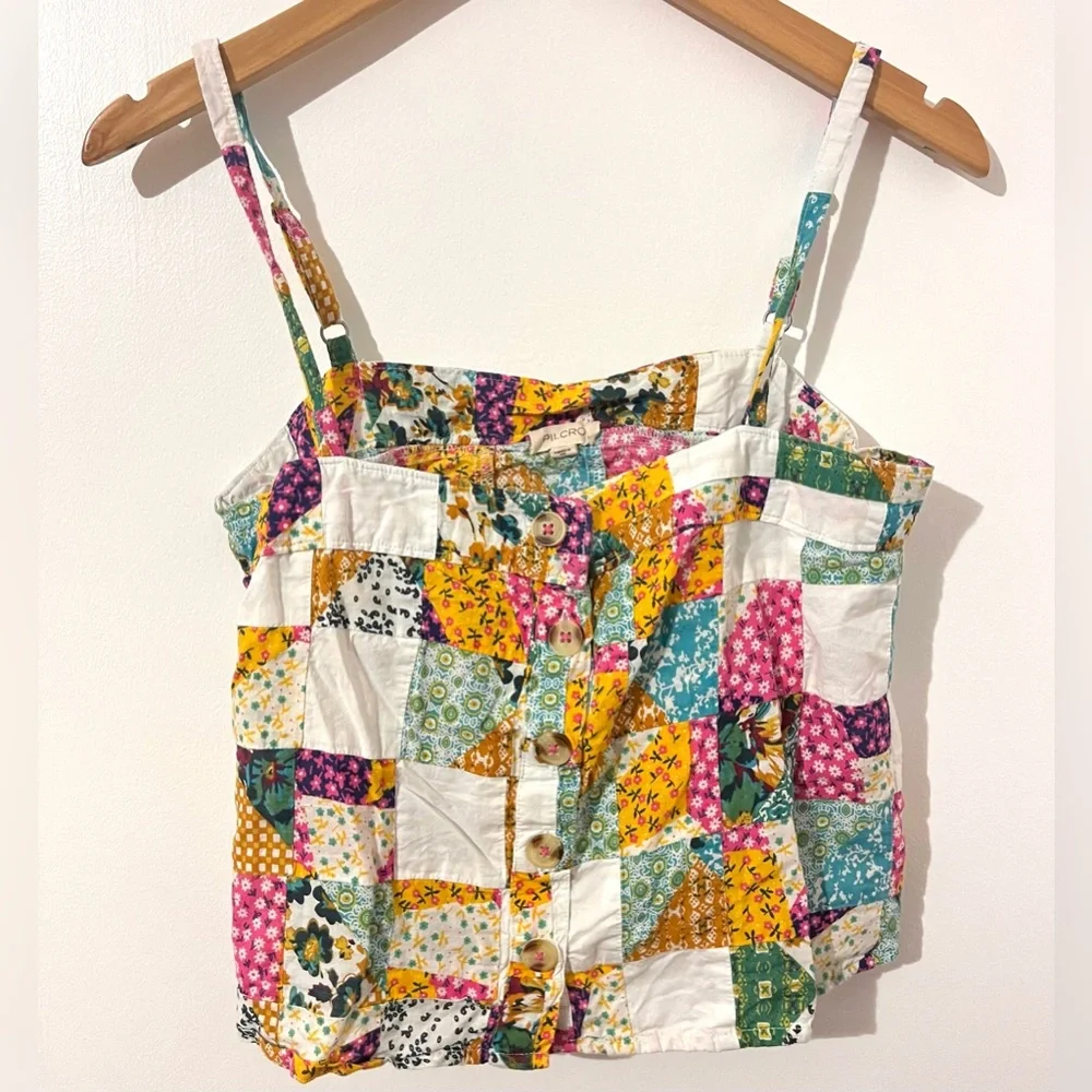 Anthropologie Pilcro ✨ SMALL Patchwork Spaghetti Strap Boxy Tank - Picture 10 of 11